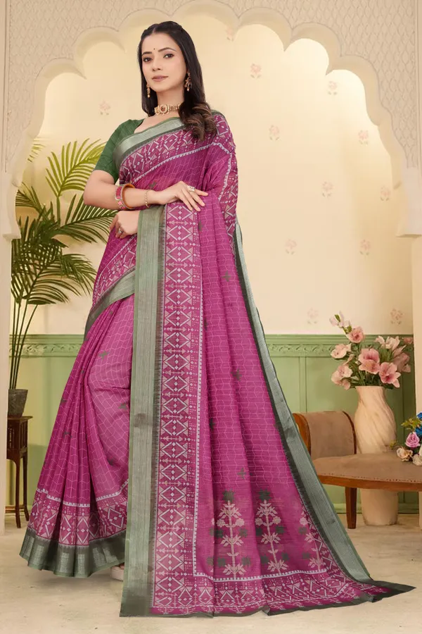 Purple_Cotton_Linen_Digital_Print_Saree_For_Women