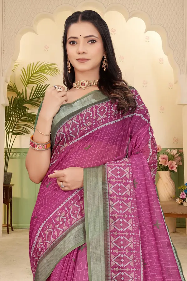 Purple_Cotton_Linen_Digital_Print_Saree_For_Women