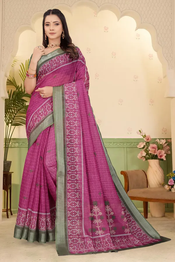 Purple_Cotton_Linen_Digital_Print_Saree_For_Women