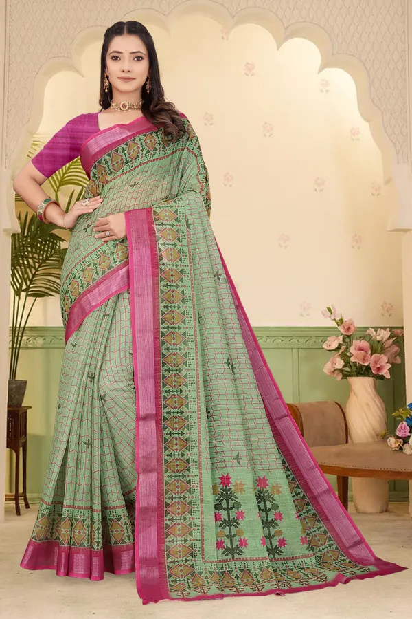 Cream_Cotton_Linen_Digital_Print_Saree_For_Women