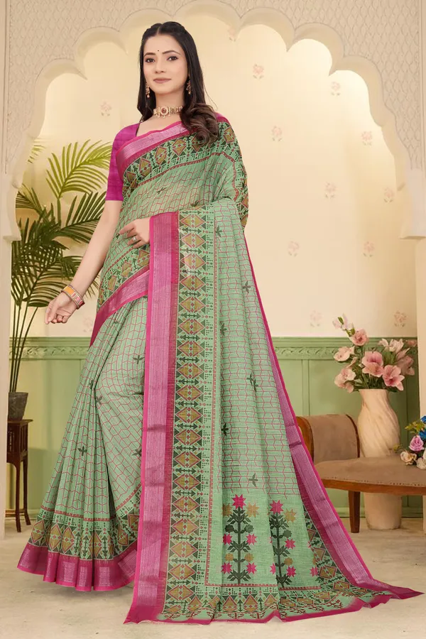 Cream_Cotton_Linen_Digital_Print_Saree_For_Women