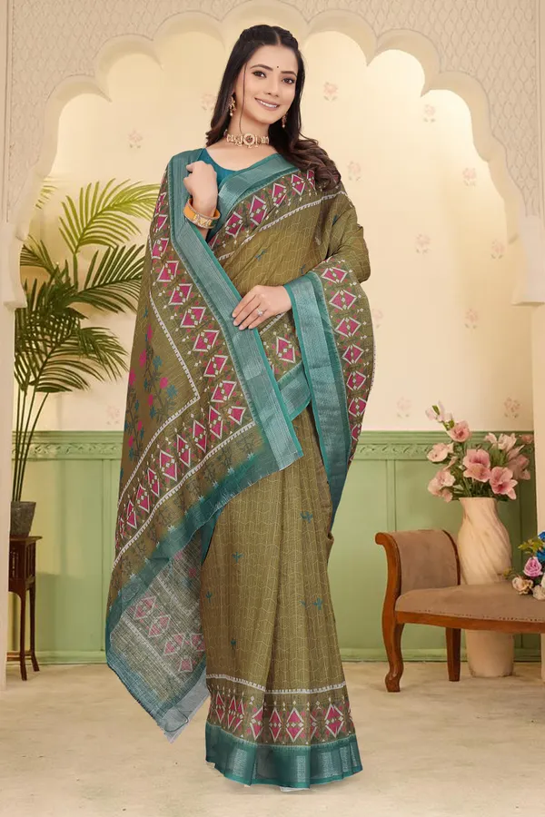 Mustard_Cotton_Linen_Digital_Print_Saree_For_Women
