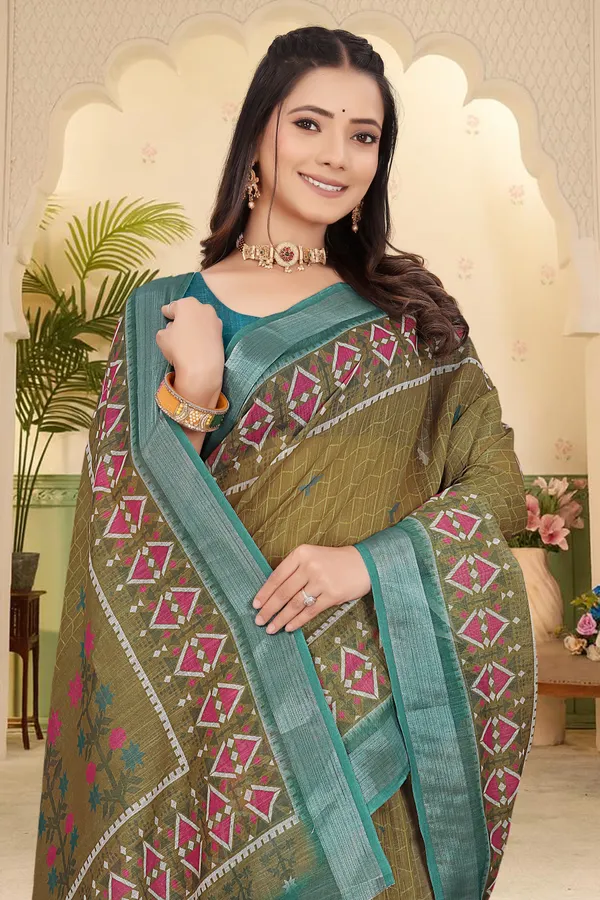 Mustard_Cotton_Linen_Digital_Print_Saree_For_Women