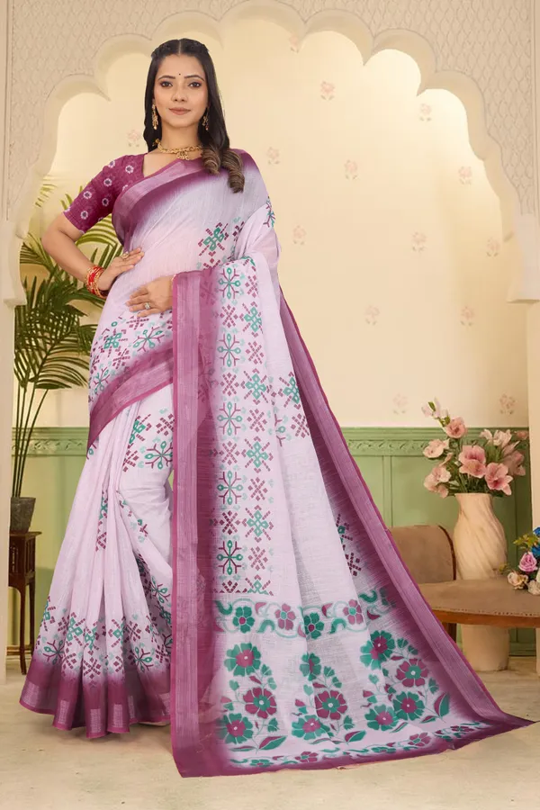 Purple_Cotton_Linen_Digital_Print_Saree_For_Women