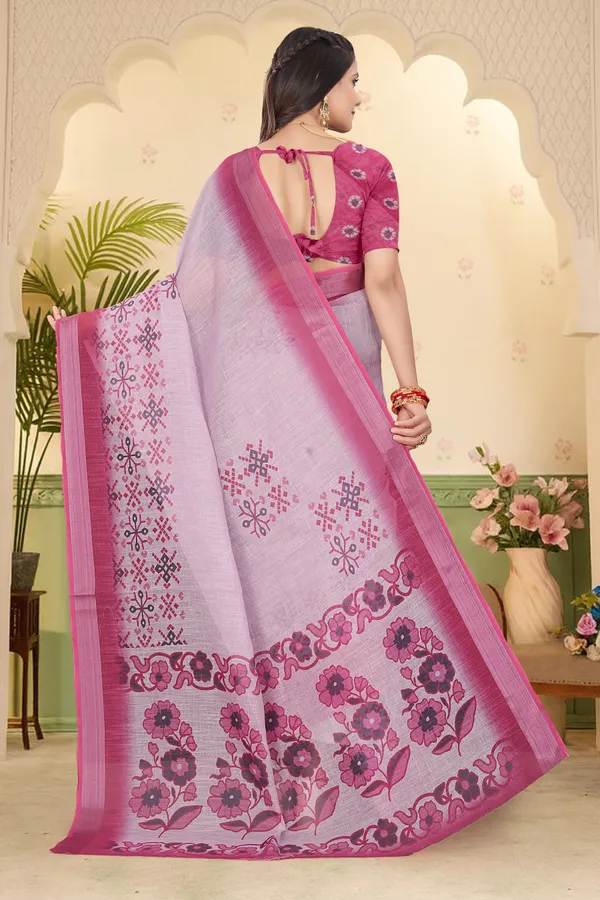 Maroon_Cotton_Linen_Digital_Print_Saree_For_Women