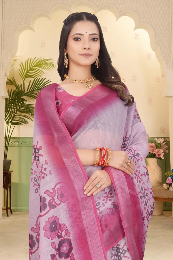 Maroon_Cotton_Linen_Digital_Print_Saree_For_Women