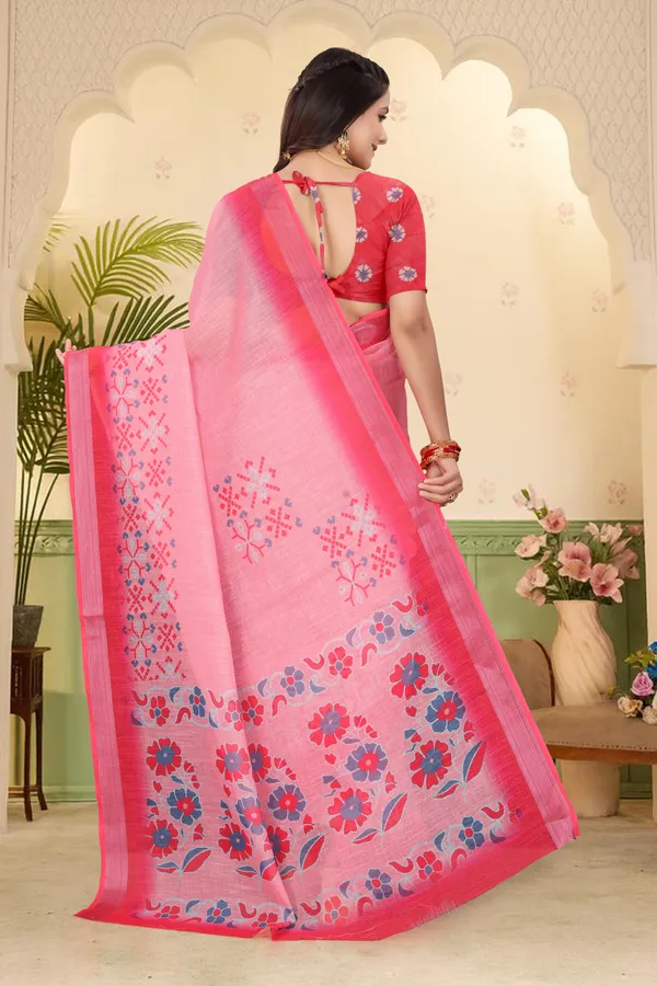 Multicolor_Cotton_Linen_Digital_Print_Saree_For_Women