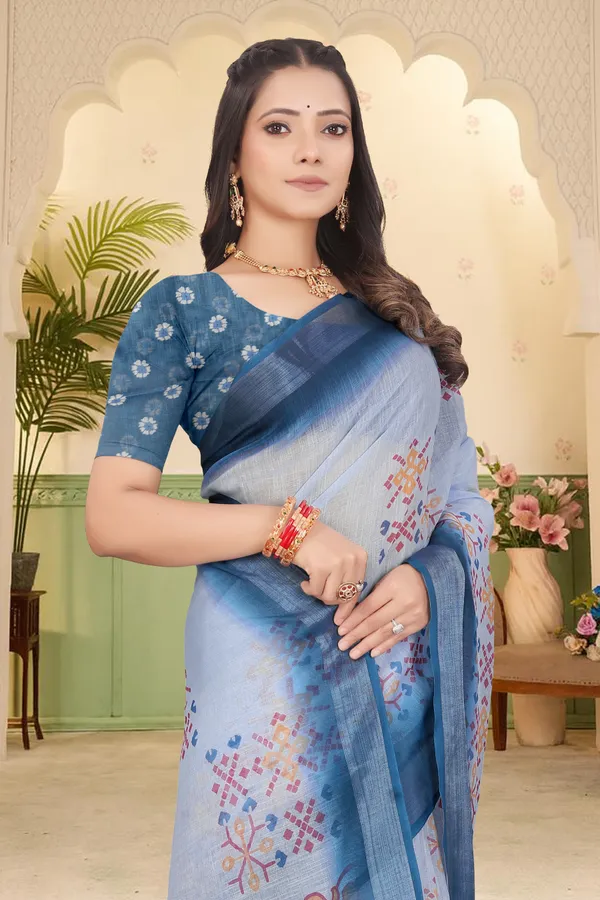 Magenta_Cotton_Linen_Digital_Print_Saree_For_Women