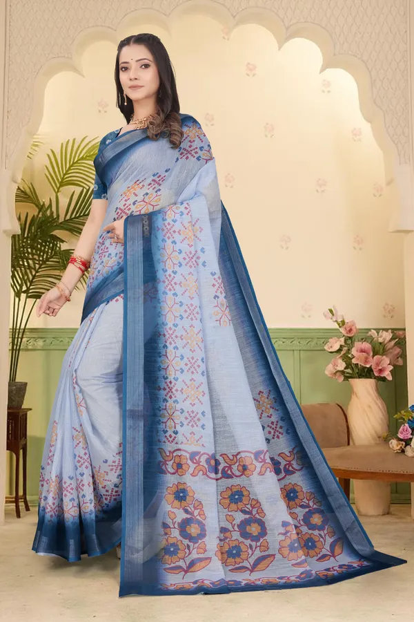 Magenta_Cotton_Linen_Digital_Print_Saree_For_Women