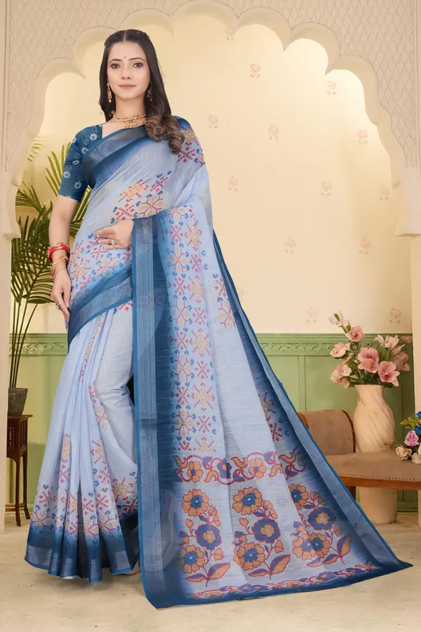 Magenta_Cotton_Linen_Digital_Print_Saree_For_Women