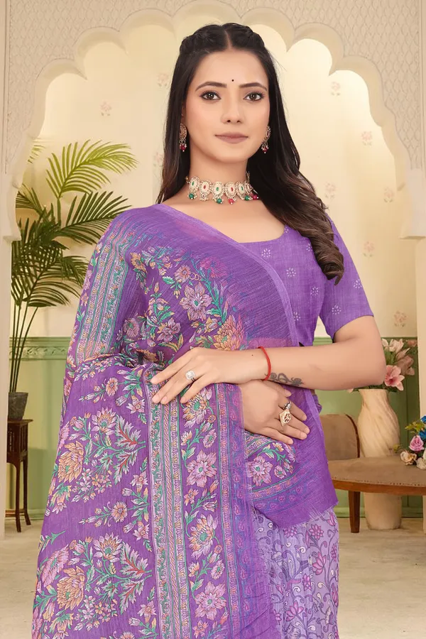 Light_Blue_Cotton_Linen_Digital_Print_Saree_For_Women