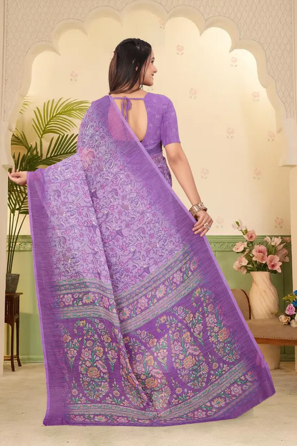 Light_Blue_Cotton_Linen_Digital_Print_Saree_For_Women