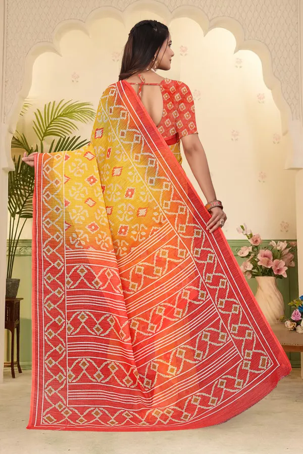 Yellow_Cotton_Linen_Digital_Print_Saree_For_Women