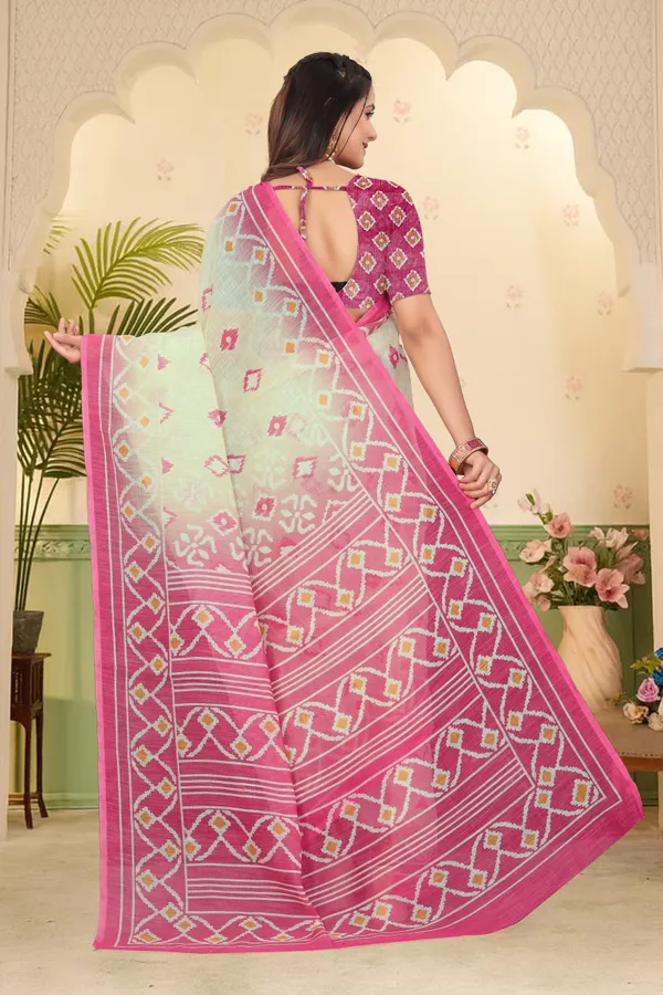 White_Cotton_Linen_Digital_Print_Saree_For_Women
