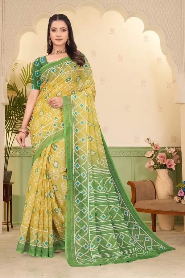 Mustard_Cotton_Linen_Digital_Print_Saree_For_Women