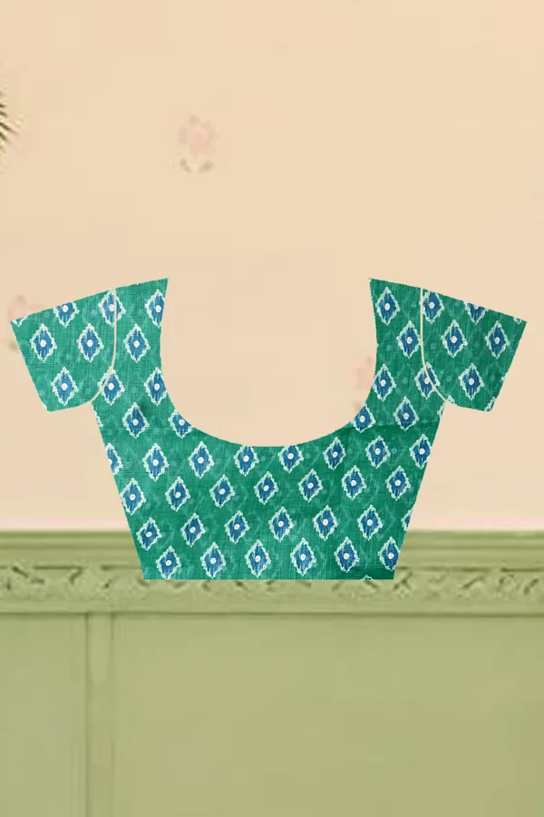 Green_Cotton_Linen_Digital_Print_Saree_For_Women