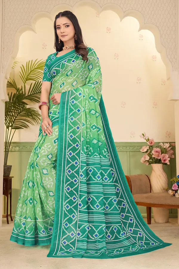 Green_Cotton_Linen_Digital_Print_Saree_For_Women