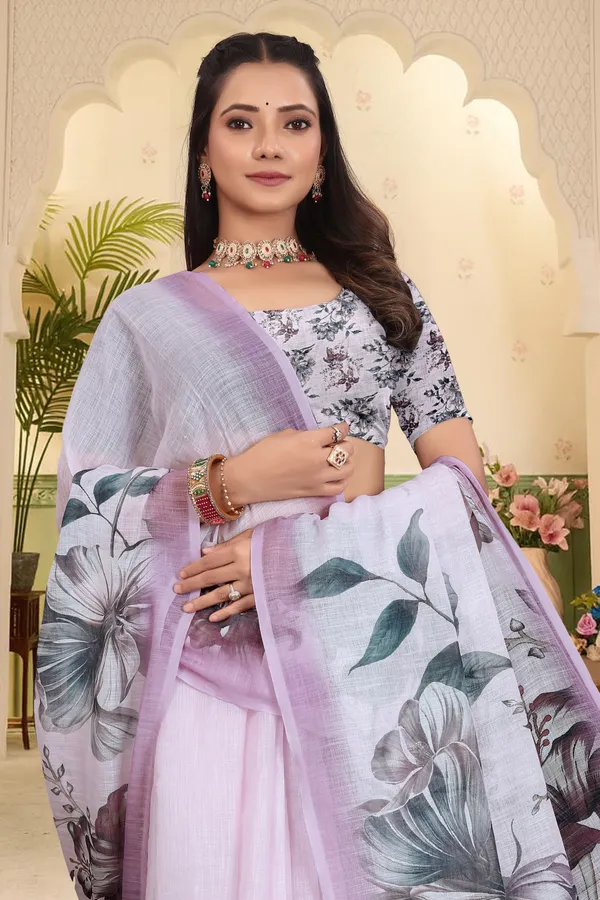 Purple_Cotton_Linen_Digital_Print_Saree_For_Women