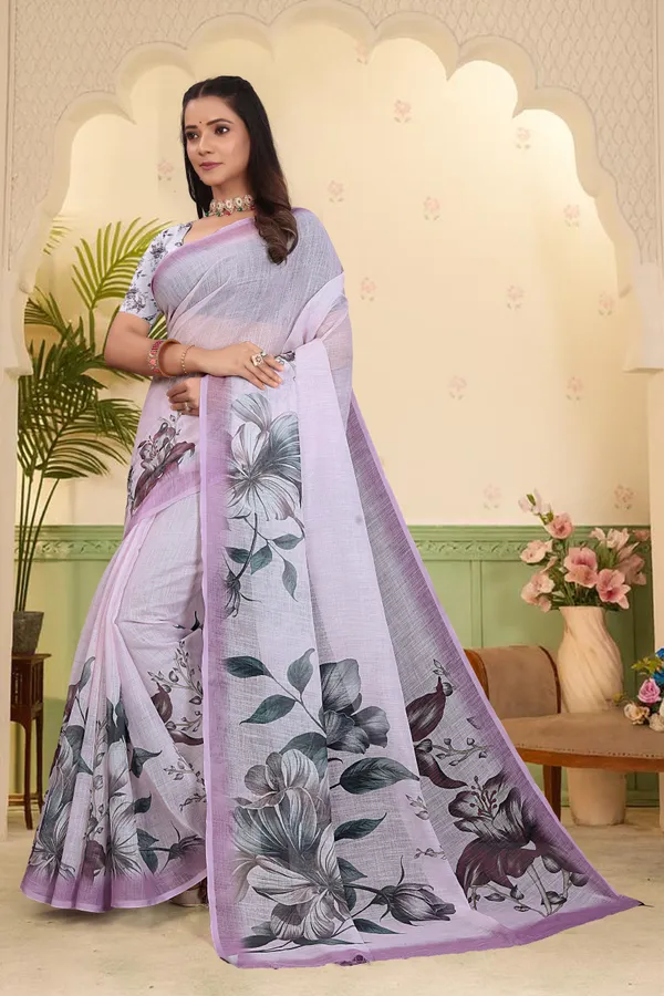 Purple_Cotton_Linen_Digital_Print_Saree_For_Women