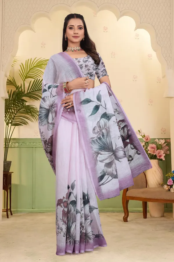 Purple_Cotton_Linen_Digital_Print_Saree_For_Women