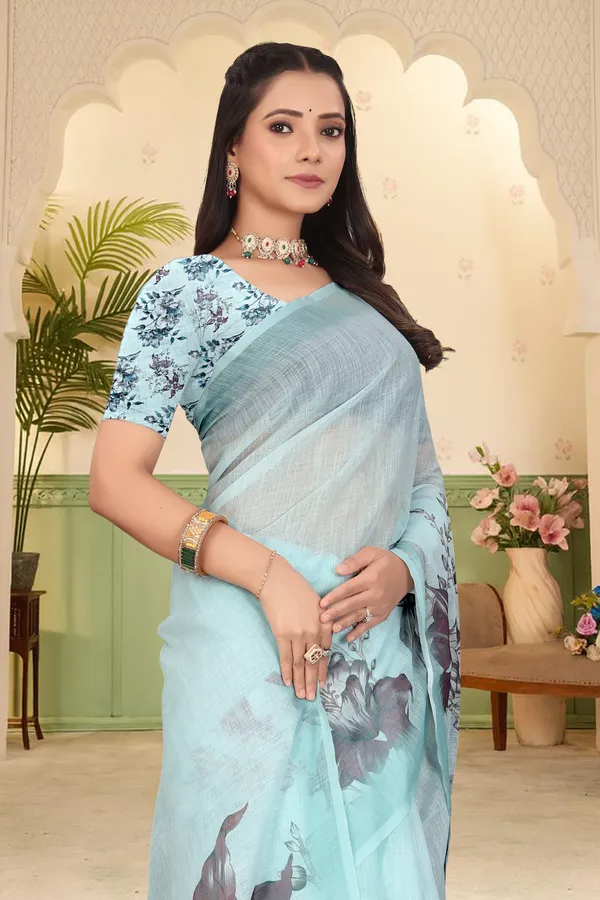 Cream_Cotton_Linen_Digital_Print_Saree_For_Women