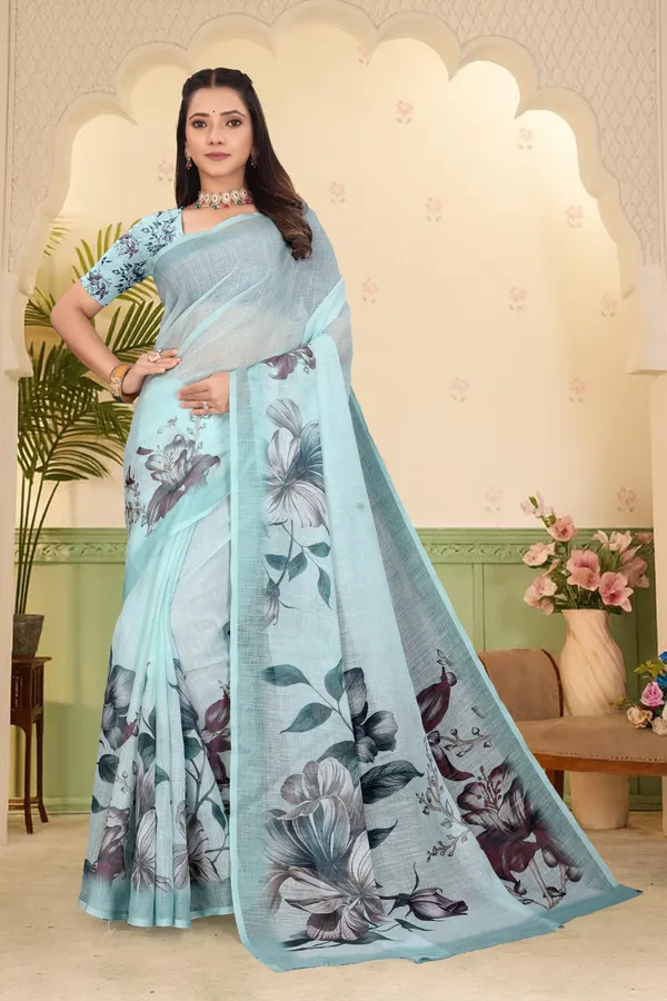 Cream_Cotton_Linen_Digital_Print_Saree_For_Women