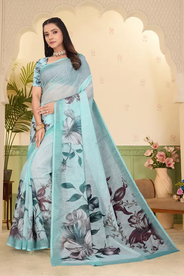 Cream_Cotton_Linen_Digital_Print_Saree_For_Women