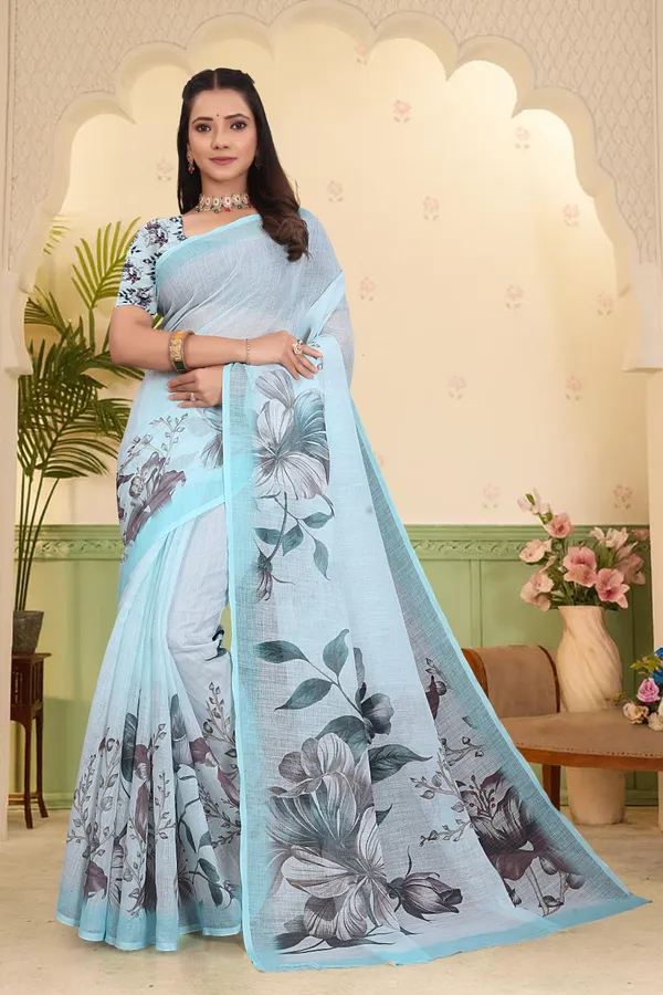 Light_Green_Cotton_Linen_Digital_Print_Saree_For_Women