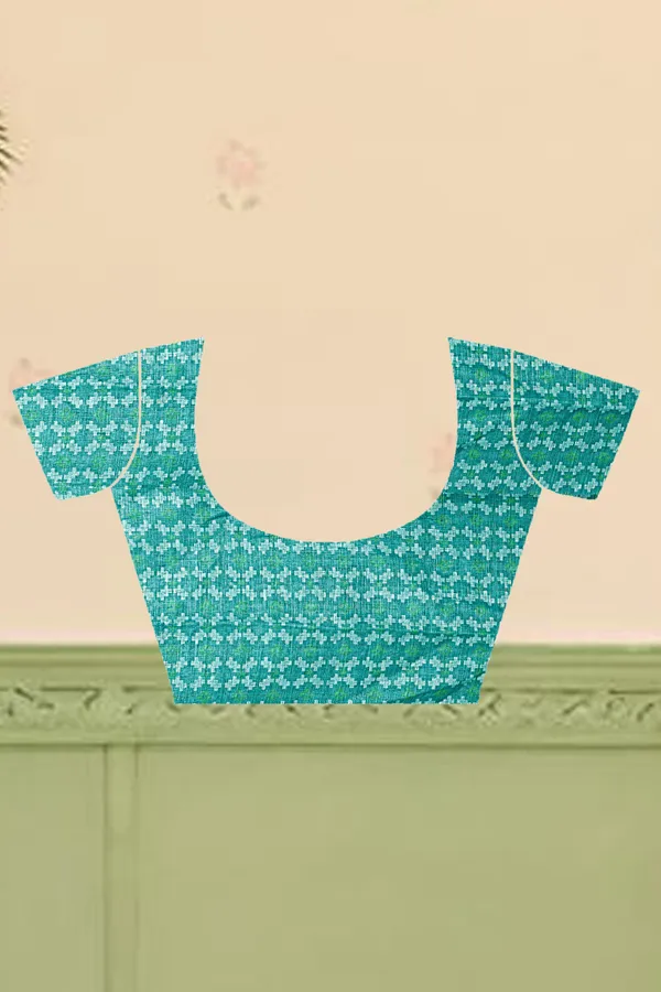 Dark_Green_Cotton_Linen_Digital_Print_Saree_For_Women
