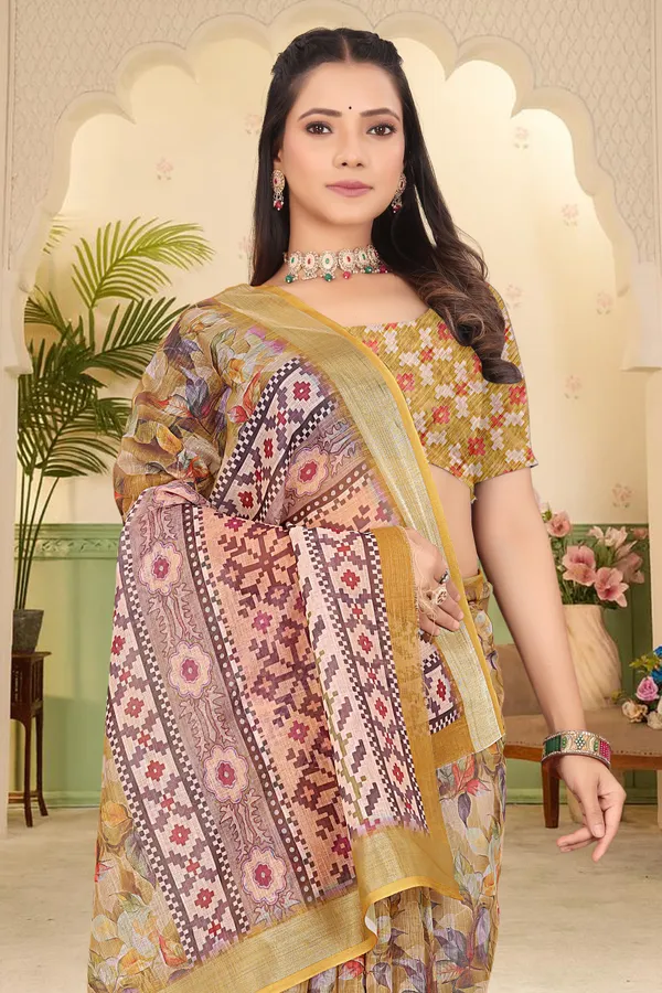 Mustard_Cotton_Linen_Digital_Print_Saree_For_Women