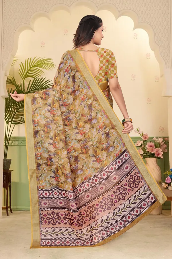 Mustard_Cotton_Linen_Digital_Print_Saree_For_Women