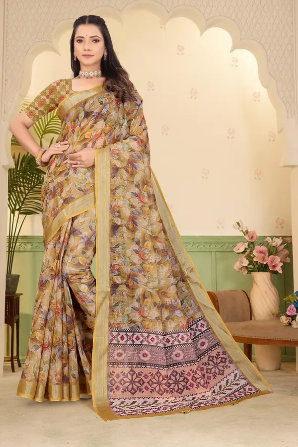 Mustard_Cotton_Linen_Digital_Print_Saree_For_Women
