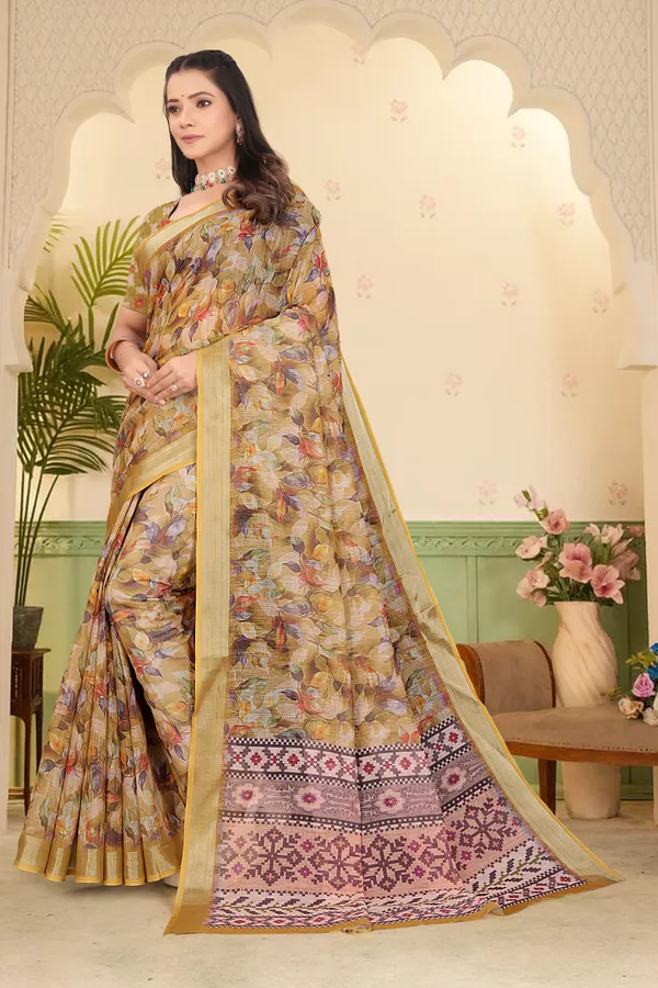 Mustard_Cotton_Linen_Digital_Print_Saree_For_Women