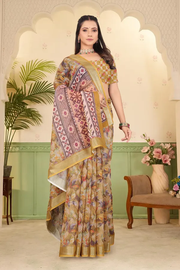Mustard_Cotton_Linen_Digital_Print_Saree_For_Women