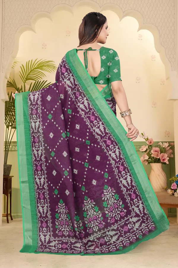 Purple_Cotton_Linen_Digital_Print_Saree_For_Women