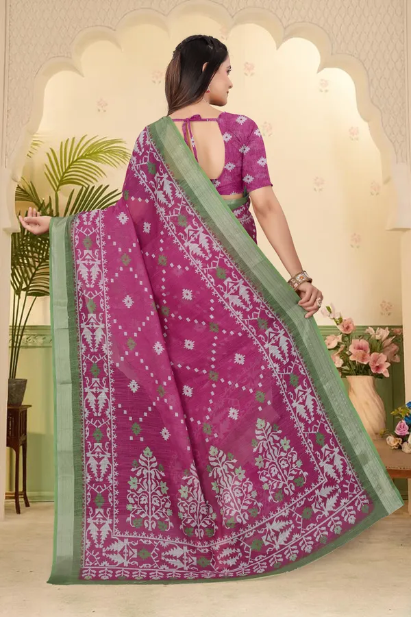 Maroon_Cotton_Linen_Digital_Print_Saree_For_Women
