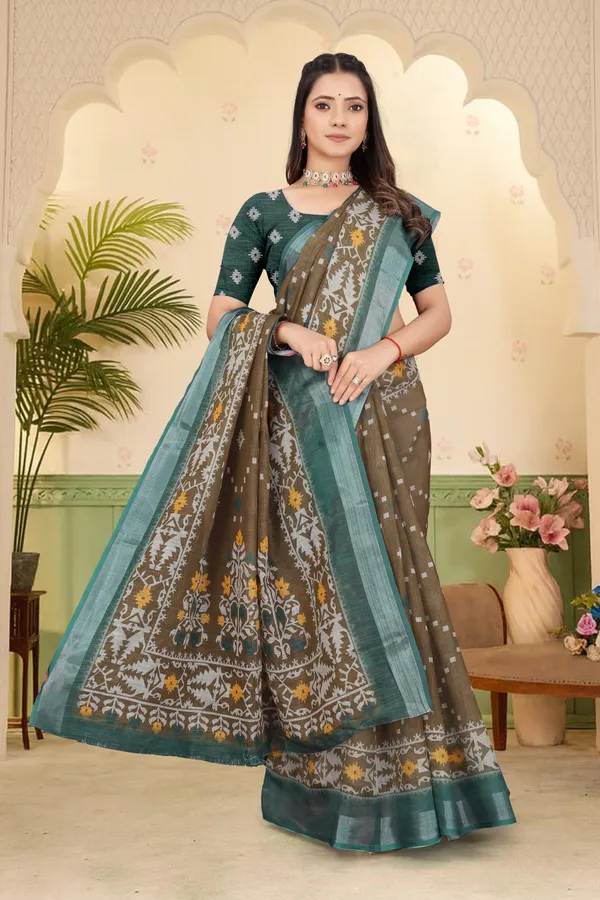 Mustard_Cotton_Linen_Digital_Print_Saree_For_Women