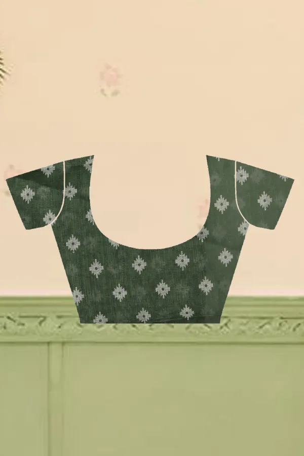 Green_Cotton_Linen_Digital_Print_Saree_For_Women