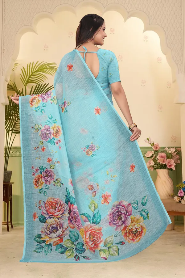 Light_Blue_Cotton_Linen_Digital_Print_Saree_For_Women