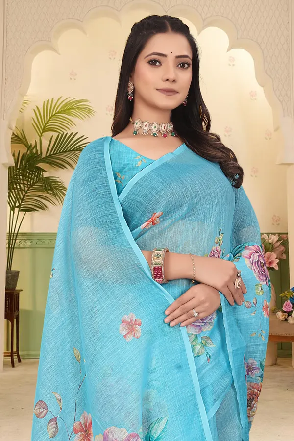 Light_Green_Cotton_Linen_Digital_Print_Saree_For_Women