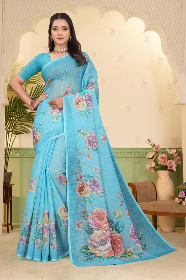 Light_Green_Cotton_Linen_Digital_Print_Saree_For_Women