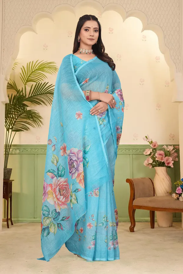 Light_Green_Cotton_Linen_Digital_Print_Saree_For_Women