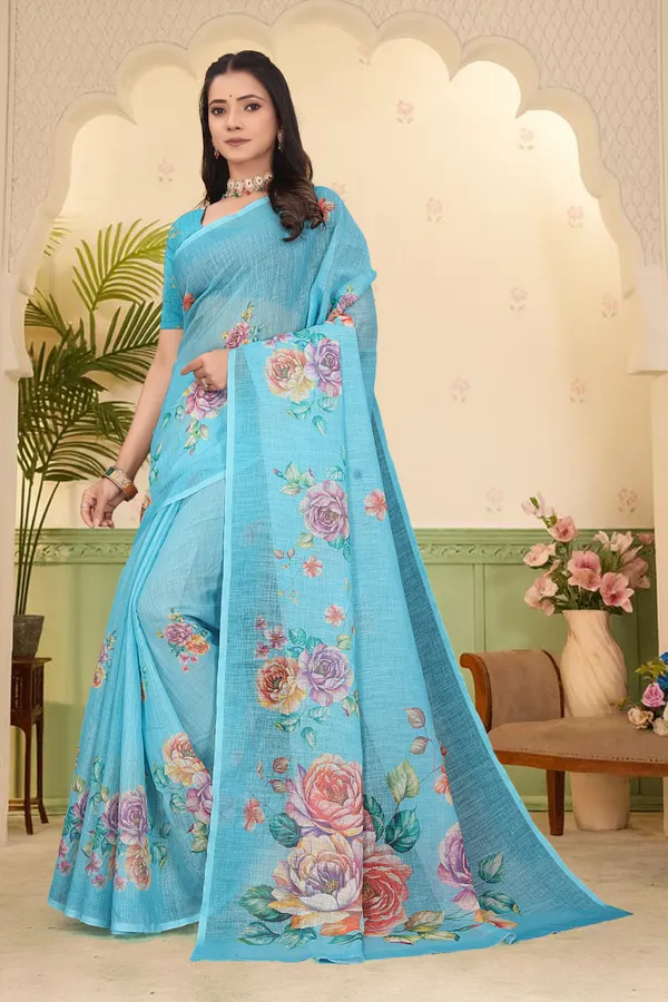 Light_Green_Cotton_Linen_Digital_Print_Saree_For_Women