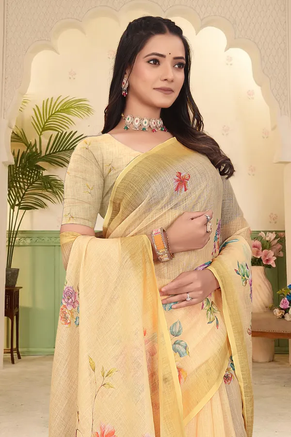 Orange_Cotton_Linen_Digital_Print_Saree_For_Women