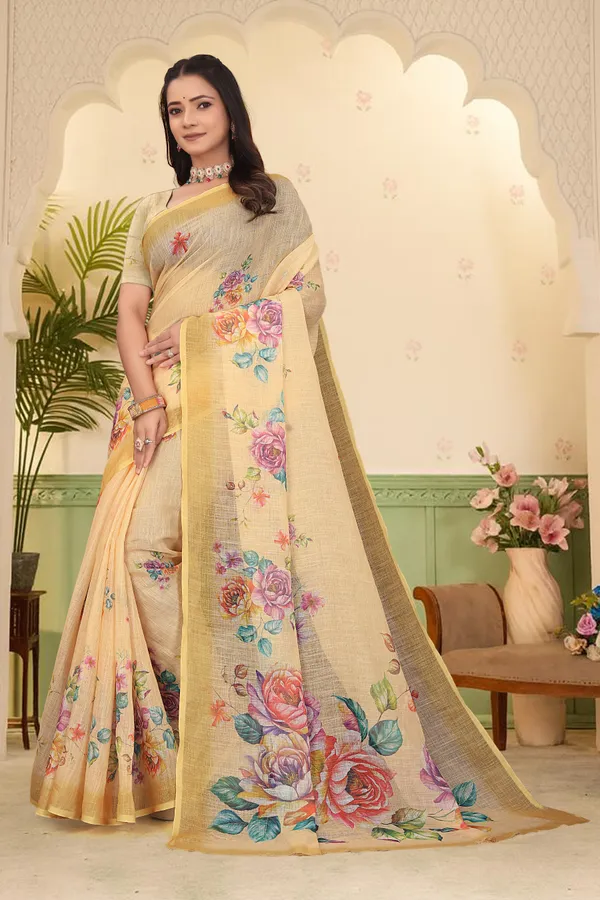 Orange_Cotton_Linen_Digital_Print_Saree_For_Women