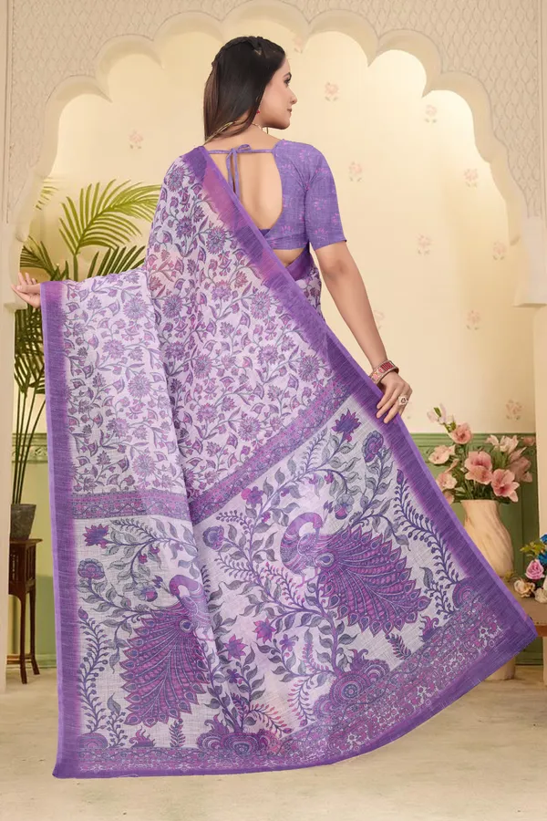 Light_Blue_Cotton_Linen_Digital_Print_Saree_For_Women