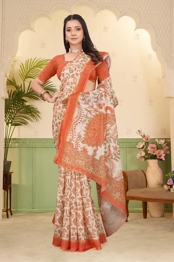 Orange_Cotton_Linen_Digital_Print_Saree_For_Women