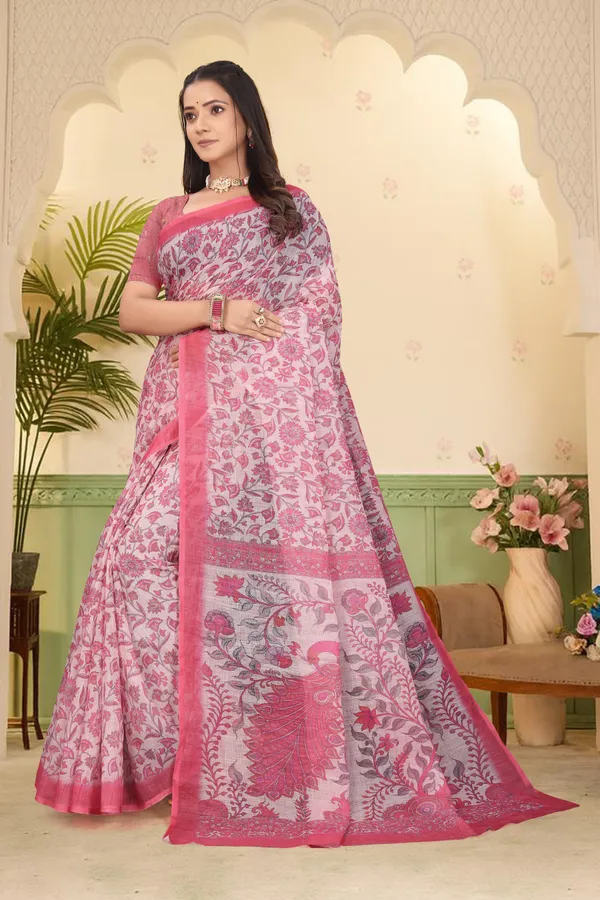 Multicolor_Cotton_Linen_Digital_Print_Saree_For_Women