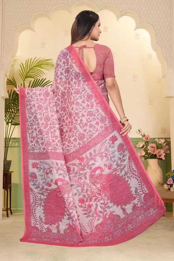 Multicolor_Cotton_Linen_Digital_Print_Saree_For_Women