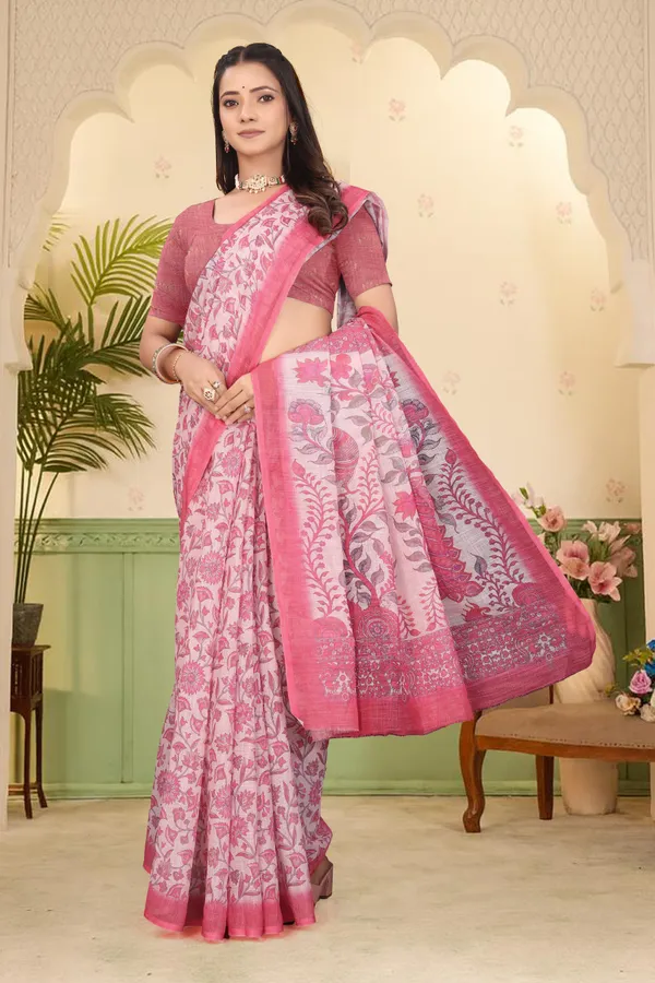 Multicolor_Cotton_Linen_Digital_Print_Saree_For_Women